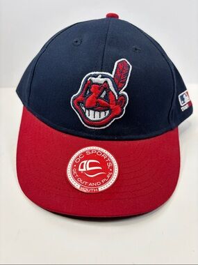 MLB Cleveland Indians Youth Hat Cap Rare Chief Wahoo 3D Logo Adjustable OC Sport